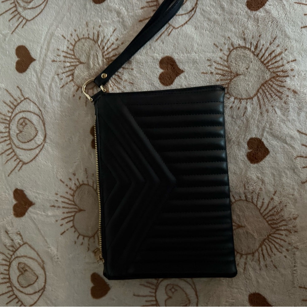 Black Quilted Wristlet Clutch